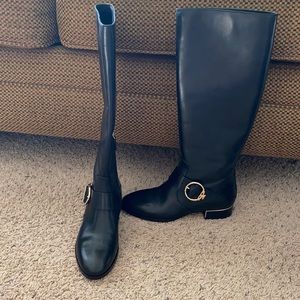 Tory burch tall boots size 7.5 Sofia Riding Boot Black leather. New with box